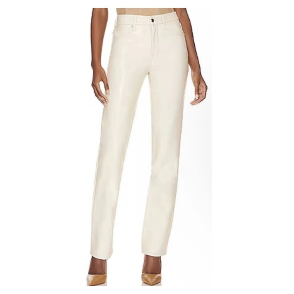 GOOD AMERICAN Good Icon Better Than Leather Jeans - BONE - size 10